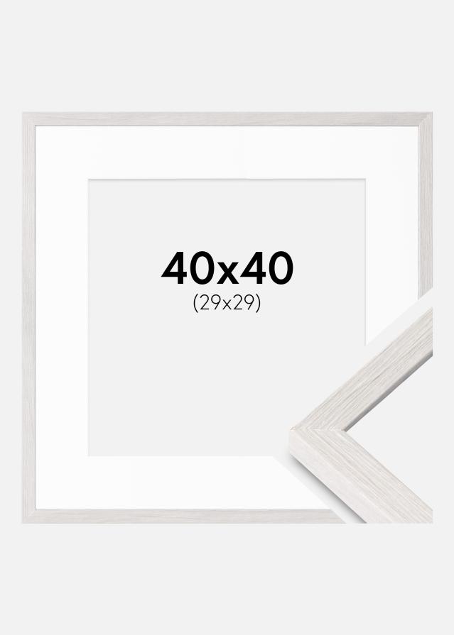 Cadre Ares Chêne Blanc 40x40 cm - Passe-partout Blanc 30x30 cm