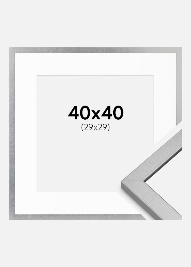 Cadre Minerva Argent 40x40 cm - Passe-partout Blanc 30x30 cm