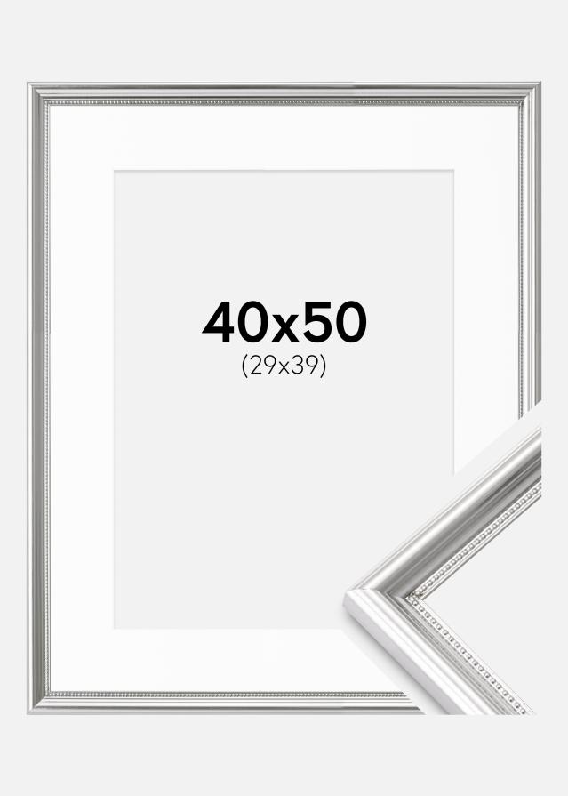 Cadre Gala Argent 40x50 cm - Passe-partout Blanc 30x40 cm