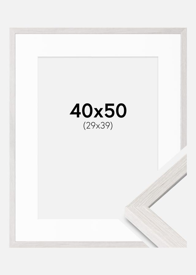 Cadre Ares Chêne Blanc 40x50 cm - Passe-partout Blanc 30x40 cm