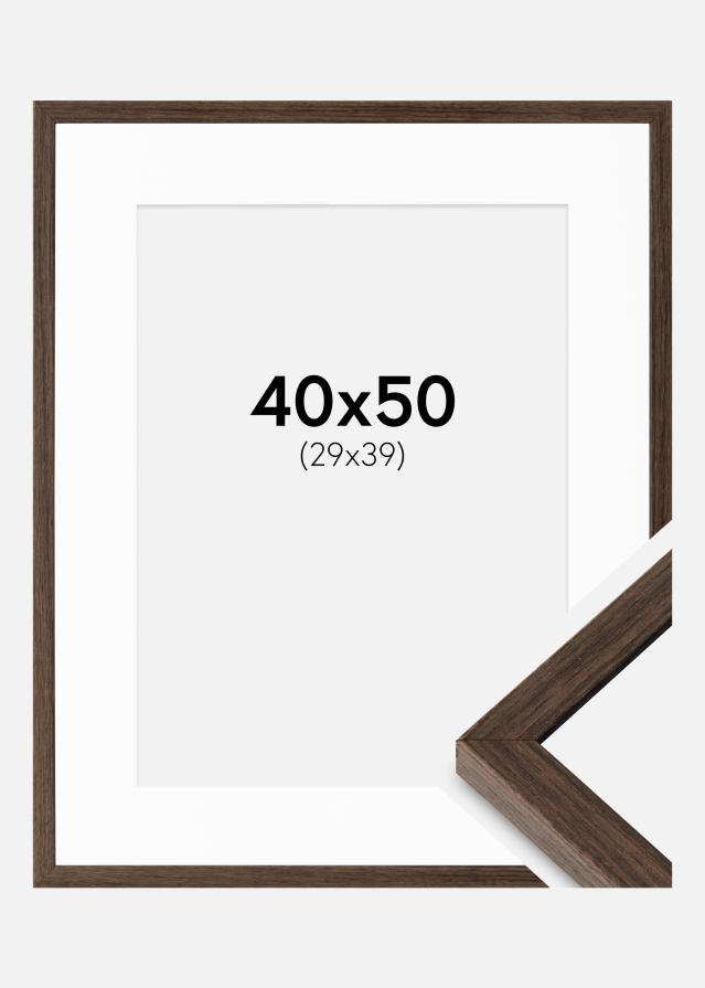 Cadre Ares Noyer 40x50 cm - Passe-partout Blanc 30x40 cm