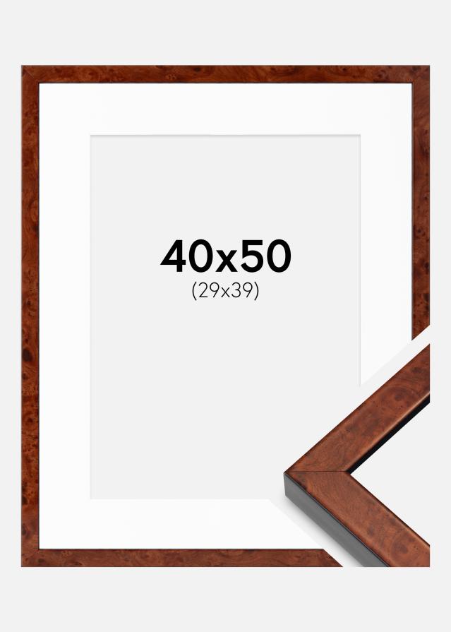 Cadre Hermes Noyer 40x50 cm - Passe-partout Blanc 30x40 cm