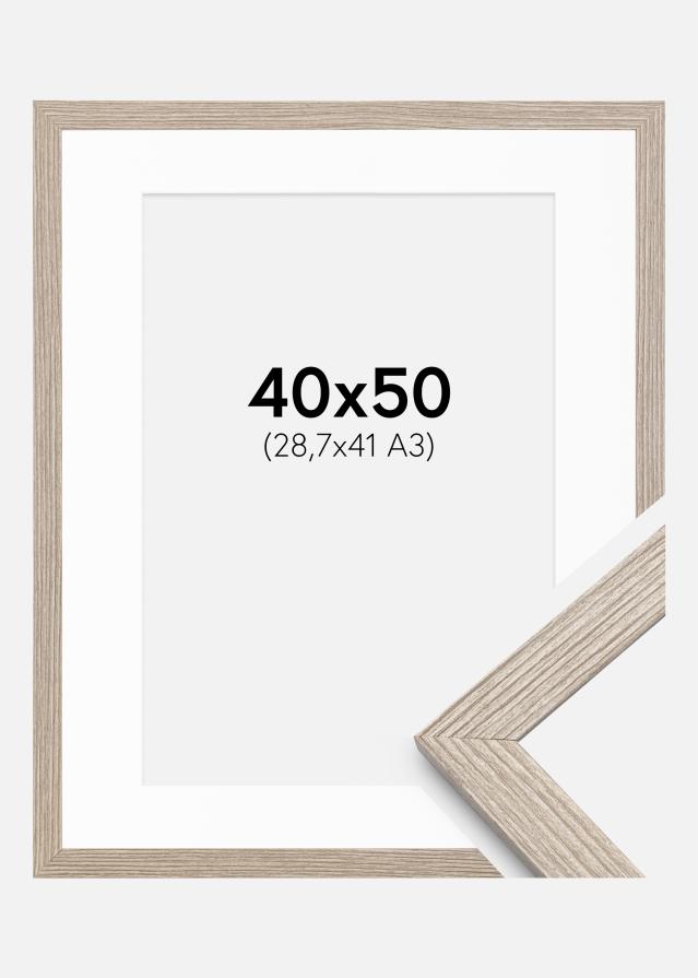 Cadre Stilren Chêne Greige 40x50 cm - Passe-partout Blanc 29,7x42 cm