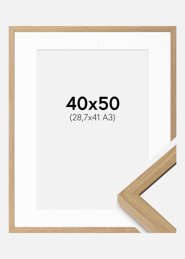 Cadre Ares Chêne Naturel 40x50 cm - Passe-partout Blanc 29,7x42 cm