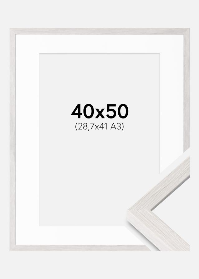 Cadre Ares Chêne Blanc 40x50 cm - Passe-partout Blanc 29,7x42 cm