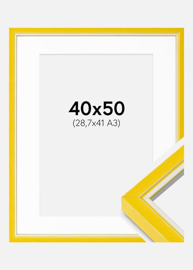 Cadre Diana Jaune 40x50 cm - Passe-partout Blanc 29,7x42 cm
