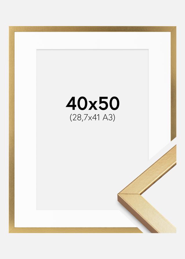 Cadre Minerva Or 40x50 cm - Passe-partout Blanc 29,7x42 cm