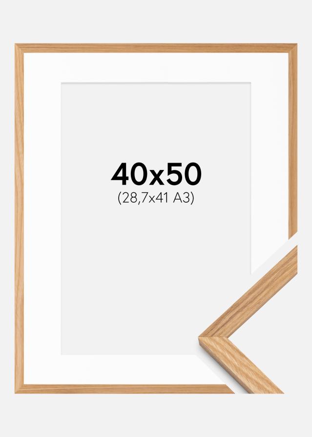 Cadre Chêne Massiv 40x50 cm - Passe-partout Blanc 29,7x42 cm
