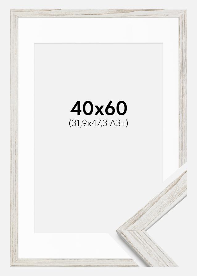 Cadre Stilren Vintage Blanc 40x60 cm - Passe-partout Blanc 32,9x48,3 cm