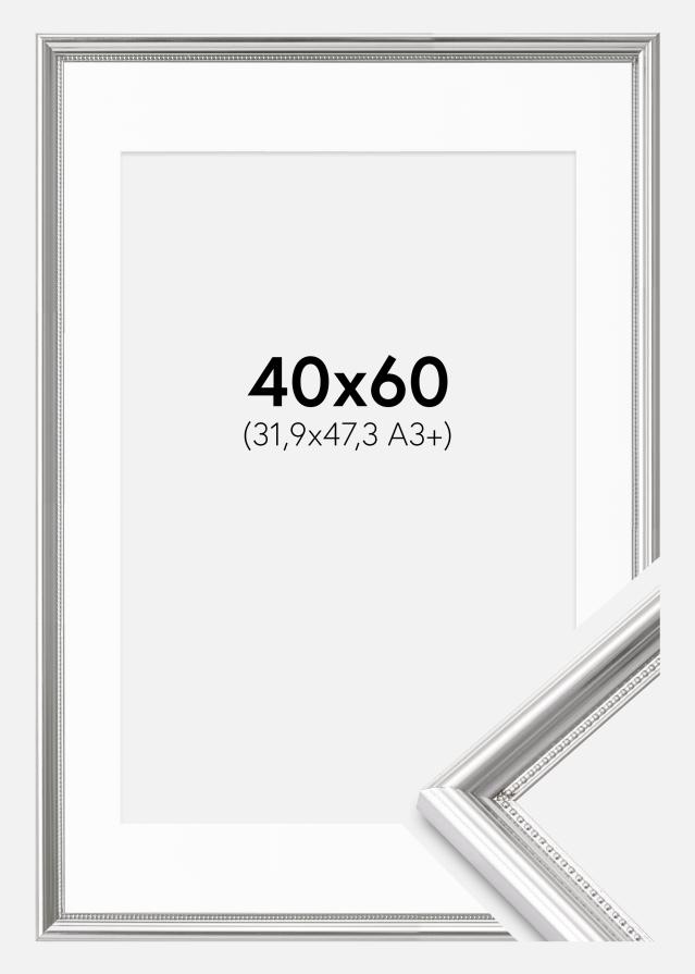 Cadre Gala Argent 40x60 cm - Passe-partout Blanc 32,9x48,3 cm (A3+)