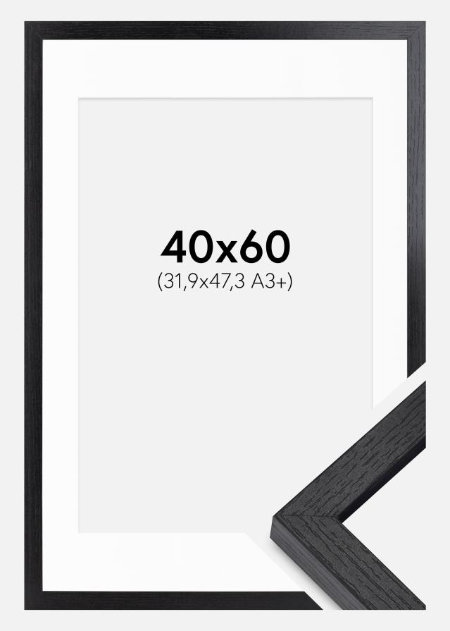 BGA Cadre boîte Noir 40x60 cm - Passe-partout Blanc 32,9x48,3 cm