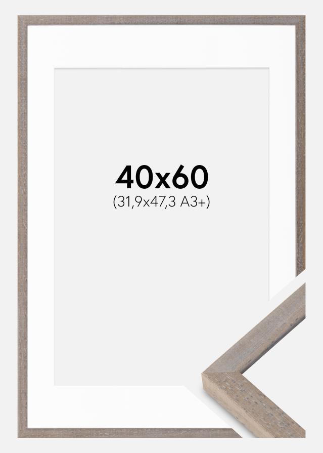 Cadre Ares Gris 40x60 cm - Passe-partout Blanc 32,9x48,3 cm