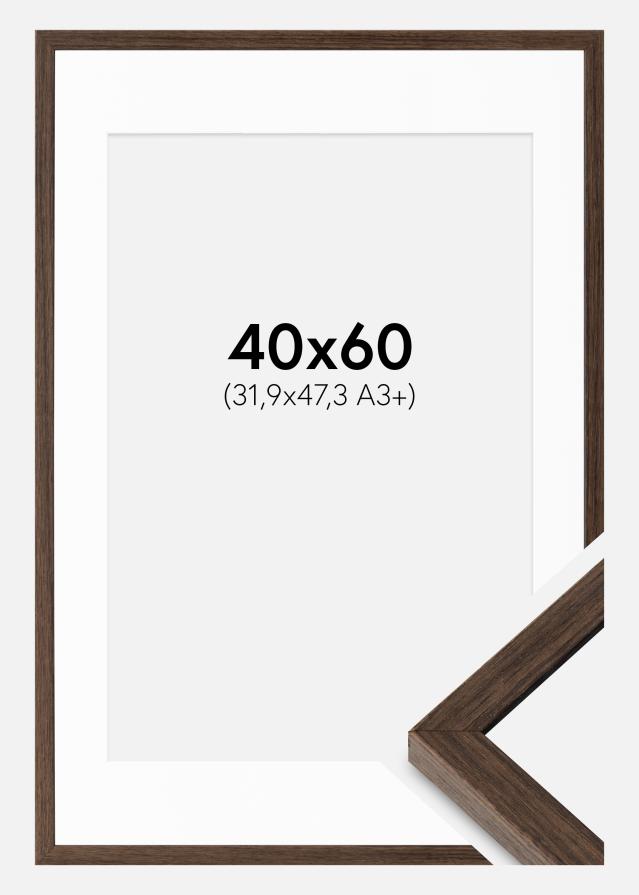 Cadre Ares Noyer 40x60 cm - Passe-partout Blanc 32,9x48,3 cm