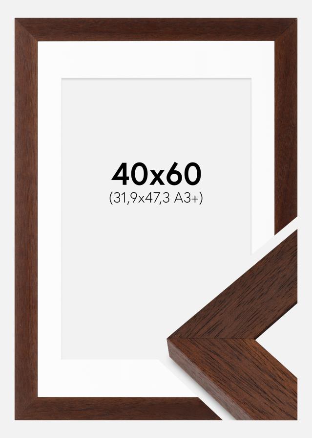 Cadre Juno Teak 40x60 cm - Passe-partout Blanc 32,9x48,3 cm