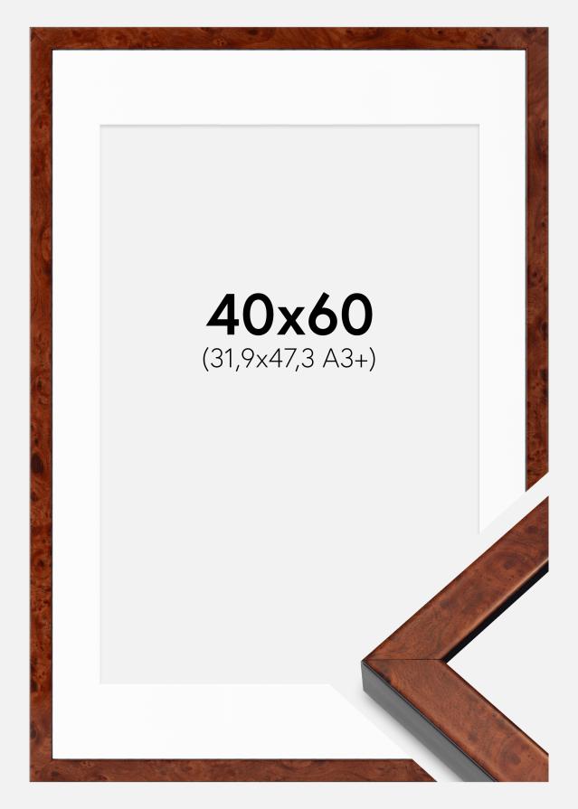 Cadre Hermes Noyer 40x60 cm - Passe-partout Blanc 32,9x48,3 cm