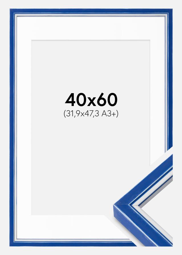 Cadre Diana Bleu 40x60 cm - Passe-partout Blanc 32,9x48,3 cm