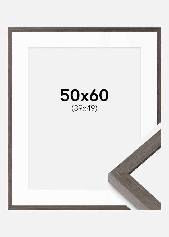 Cadre Ares Chêne Gris 50x60 cm - Passe-partout Blanc 40x50 cm