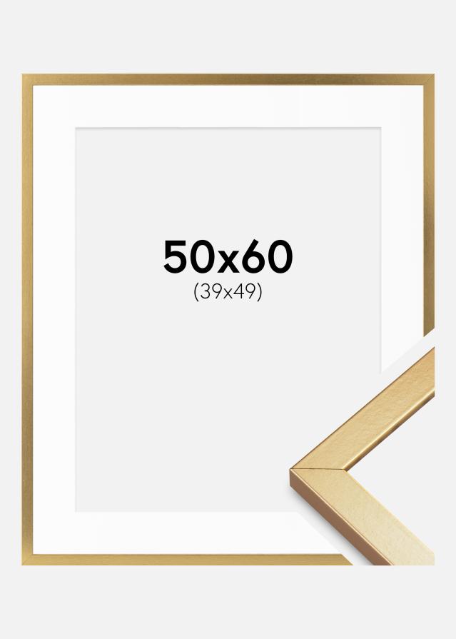 Cadre Minerva Or 50x60 cm - Passe-partout Blanc 40x50 cm