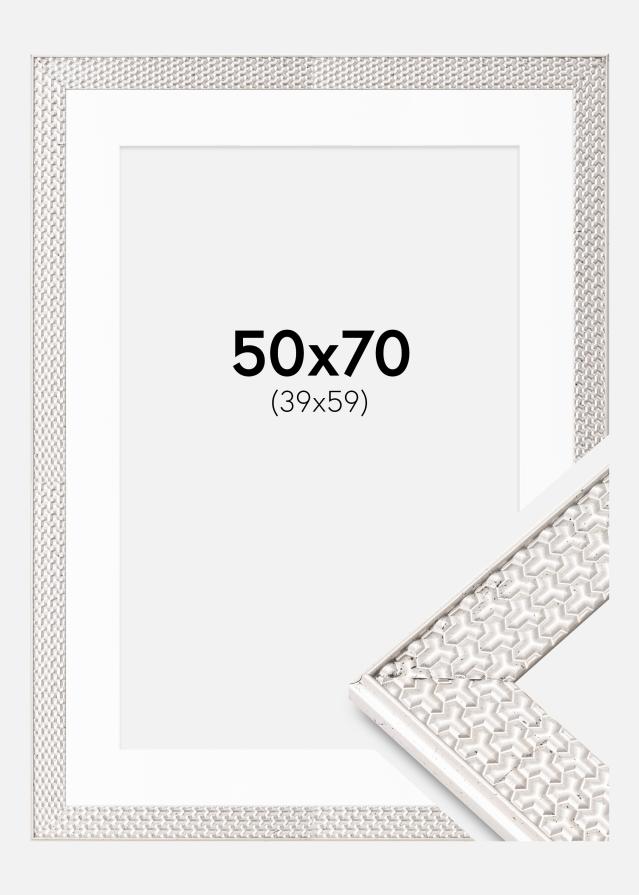 Cadre Grace Argent 50x70 cm - Passe-partout Blanc 40x60 cm