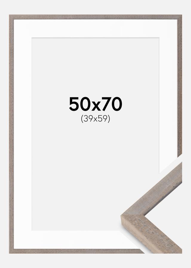 Cadre Ares Gris 50x70 cm - Passe-partout Blanc 40x60 cm