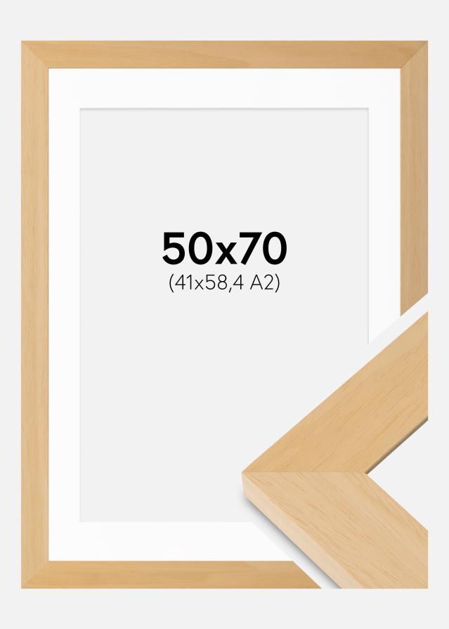 Cadre Juno Bois 50x70 cm - Passe-partout Blanc 42x59,4 cm