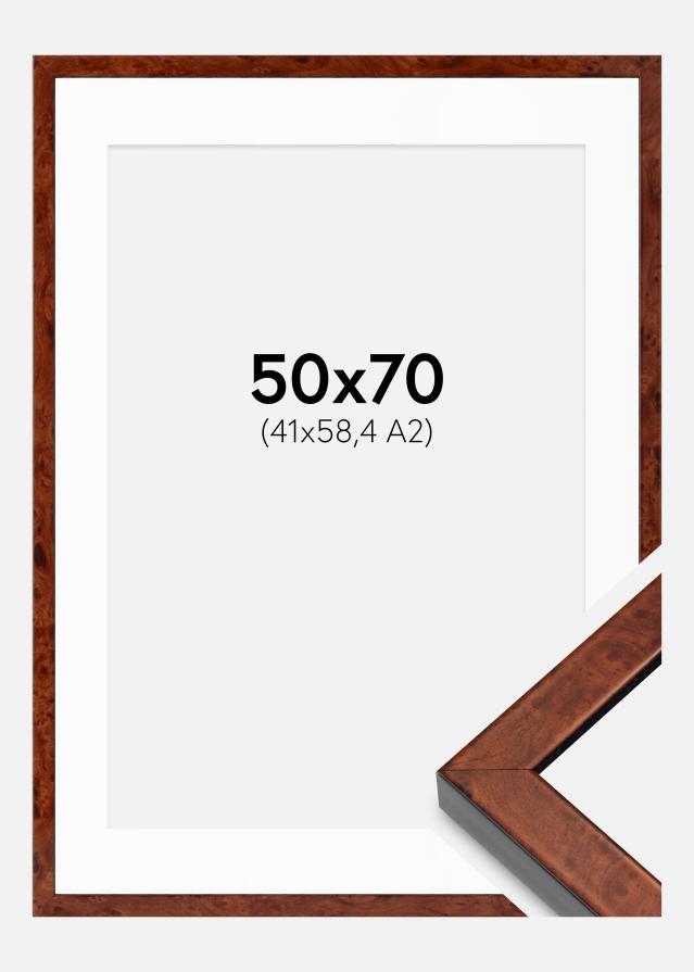 Cadre Hermes Noyer 50x70 cm - Passe-partout Blanc 42x59,4 cm