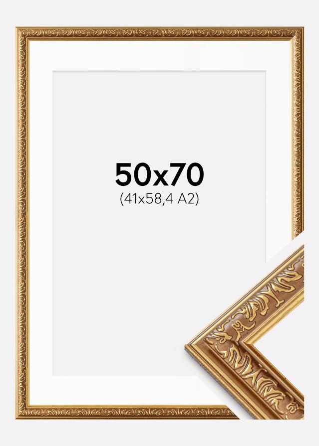 Cadre Swirl Or 50x70 cm - Passe-partout Blanc 42x59,4 cm