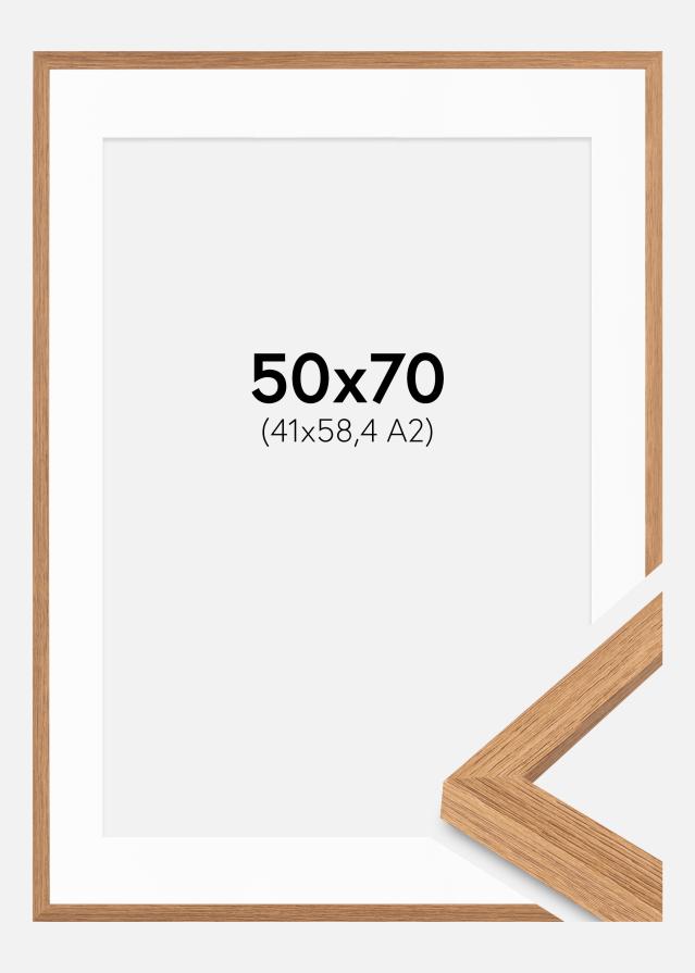 Cadre Modern Teak 50x70 cm - Passe-partout blanc 42x59,4 cm