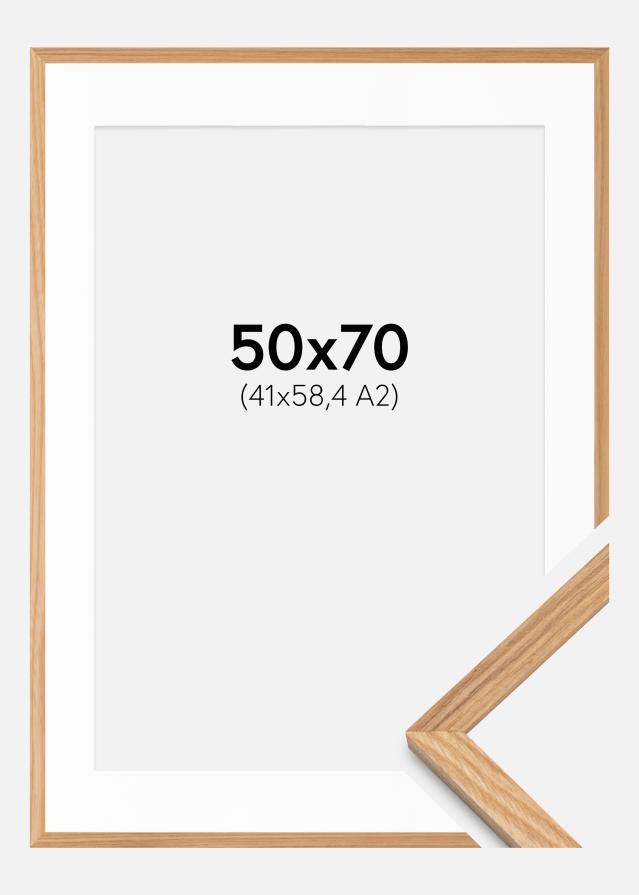 Cadre Chêne Massiv 50x70 cm - Passe-partout Blanc 42x59,4 cm