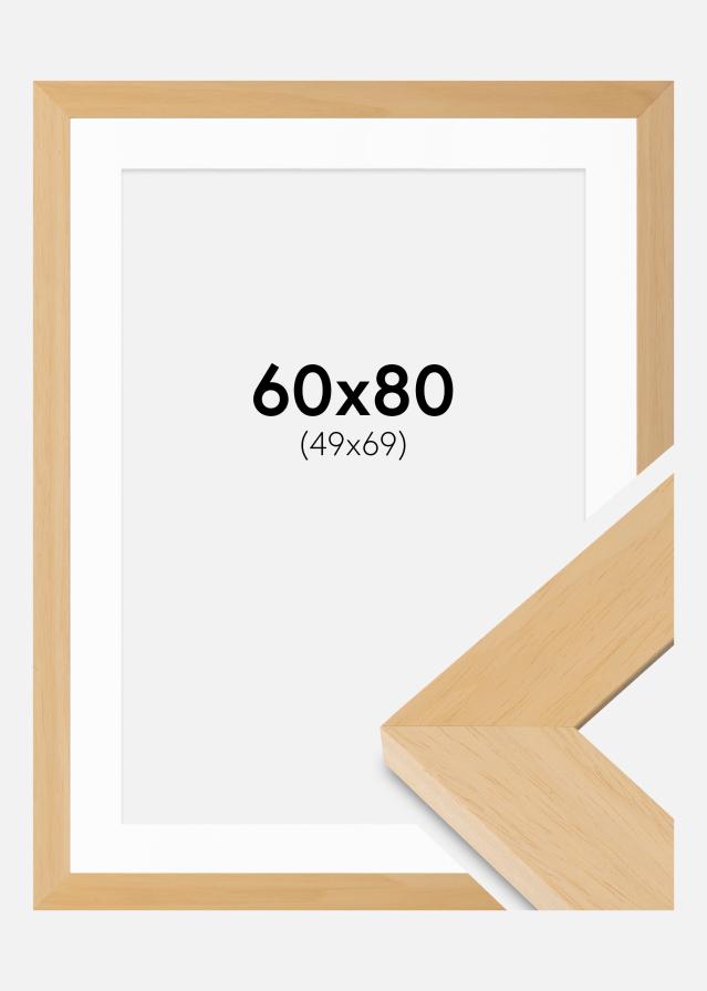 Cadre Juno Bois 60x80 cm - Passe-partout Blanc 50x70 cm