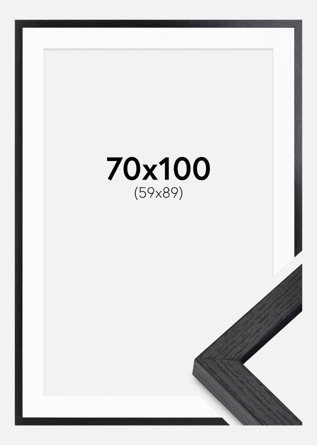 BGA Cadre Boîte Noir 70x100 cm - Passe-partout Blanc 60x90 cm