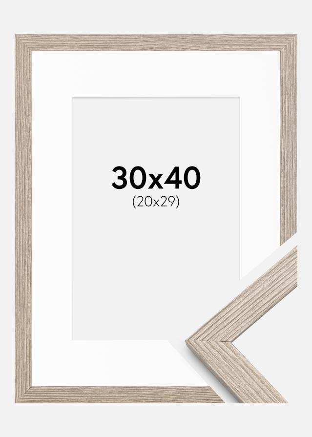 Cadre Stilren Chêne Greige 30x40 cm - Passe-partout Blanc 21x30 cm