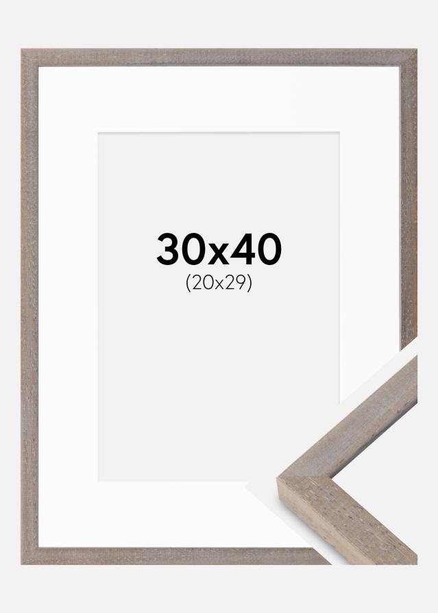 Cadre Ares Gris 30x40 cm - Passe-partout Blanc 21x30 cm