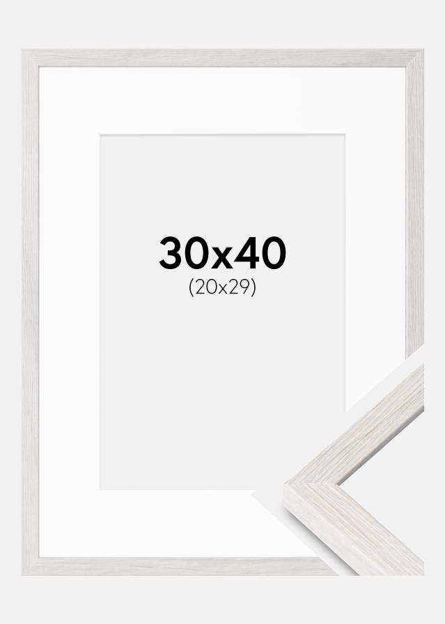 Cadre Ares Chêne Blanc 30x40 cm - Passe-partout Blanc 21x30 cm