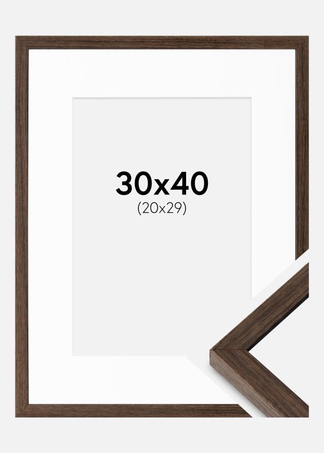 Cadre Ares Noyer 30x40 cm - Passe-partout Blanc 21x30 cm