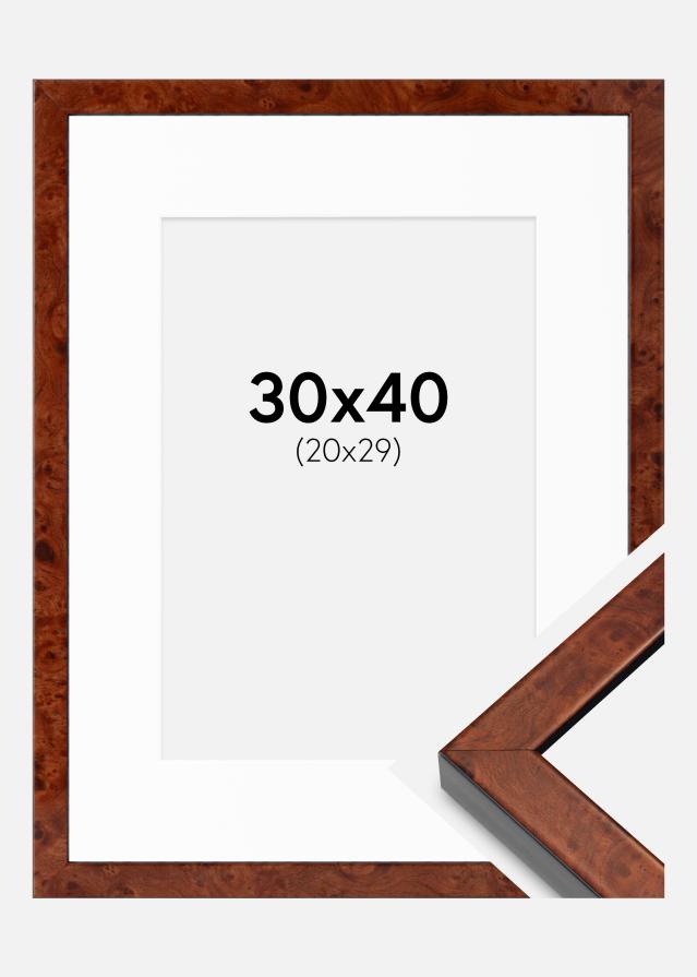 Cadre Hermes Noyer 30x40 cm - Passe-partout Blanc 21x30 cm