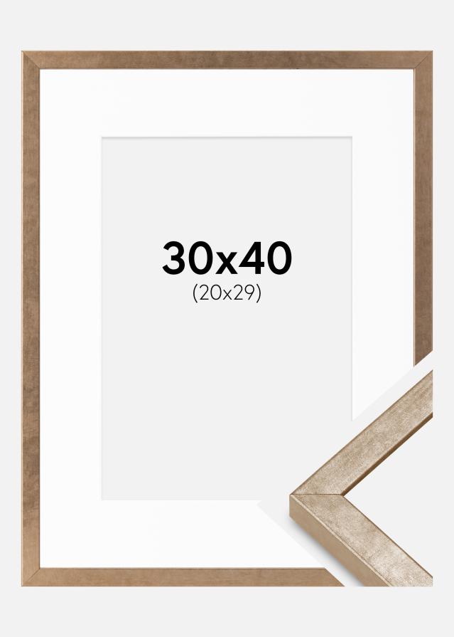 Cadre Ares Laiton 30x40 cm - Passe-partout Blanc 21x30 cm