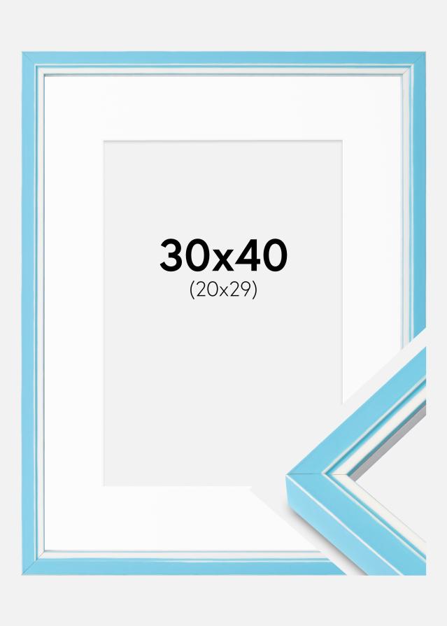 Cadre Diana Bleu Clair 30x40 cm - Passe-partout Blanc 21x30 cm