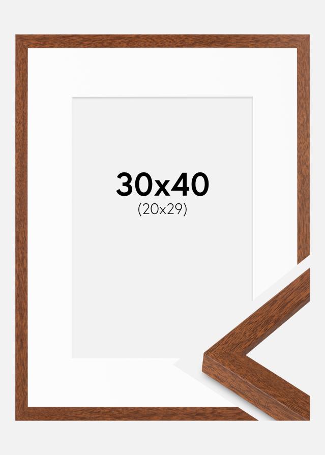 Cadre Modern Chaud Marron 30x40 cm - Passe-partout Blanc 21x30 cm