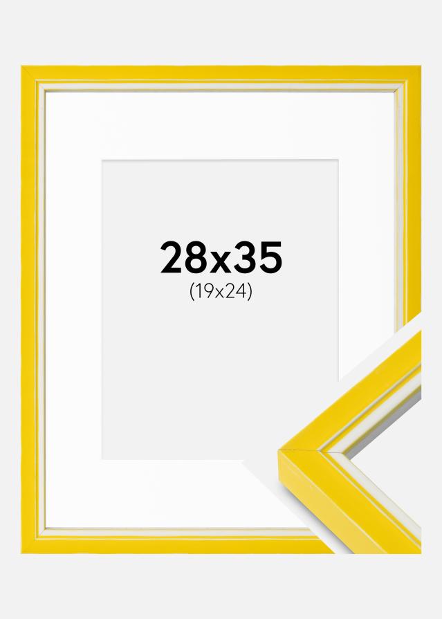 Cadre Diana Jaune 28x35 cm - Passe-partout Blanc 20x25 cm