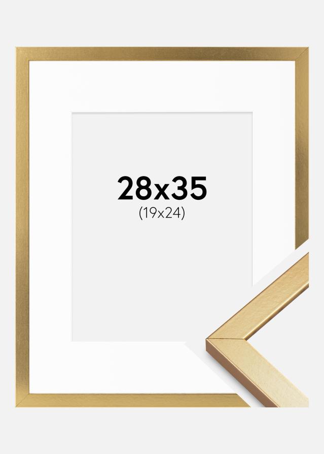 Cadre Minerva Or 28x35 cm - Passe-partout Blanc 20x25 cm