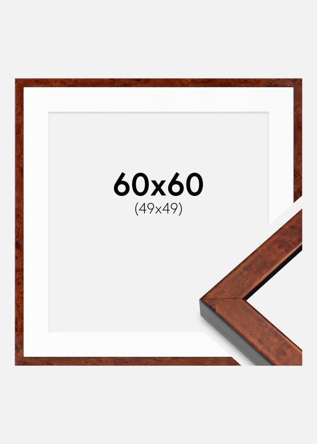 Cadre Hermes Noyer 60x60 cm - Passe-partout Blanc 50x50 cm