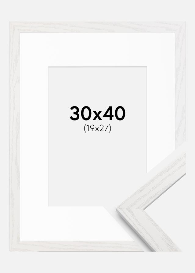 Cadre Stilren Chêne Blanc 30x40 cm - Passe-partout Blanc 20x28 cm