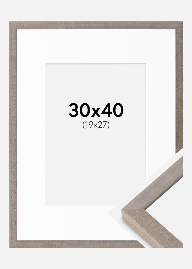 Cadre Ares Gris 30x40 cm - Passe-partout Blanc 20x28 cm