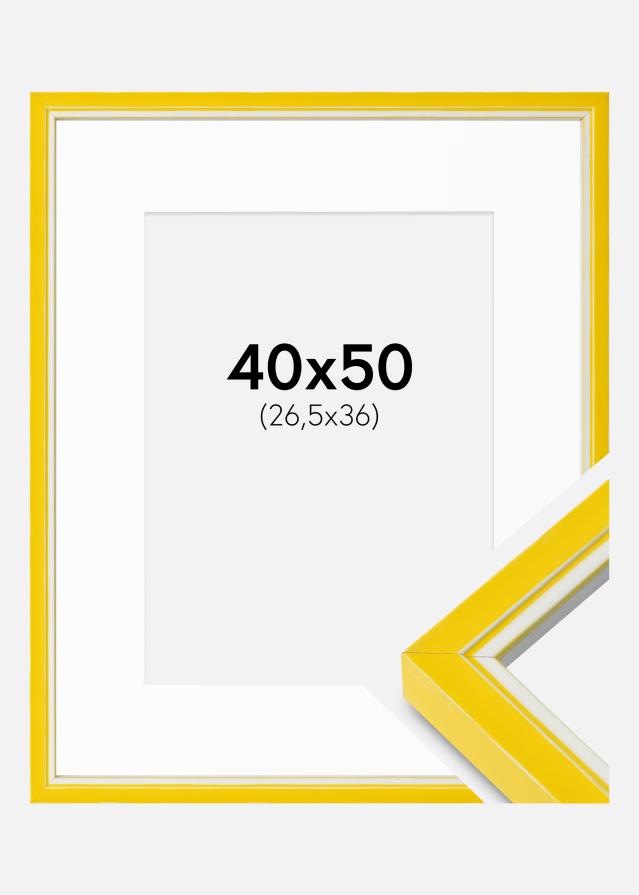 Cadre Diana Jaune 40x50 cm - Passe-partout Blanc 27,5x37 cm