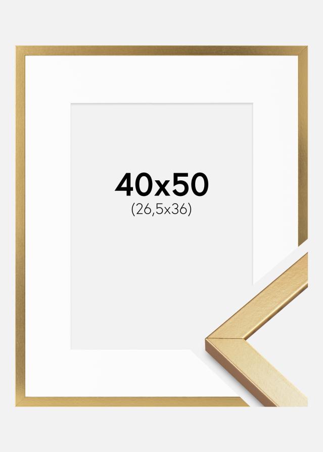Cadre Minerva Or 40x50 cm - Passe-partout Blanc 27,5x37 cm