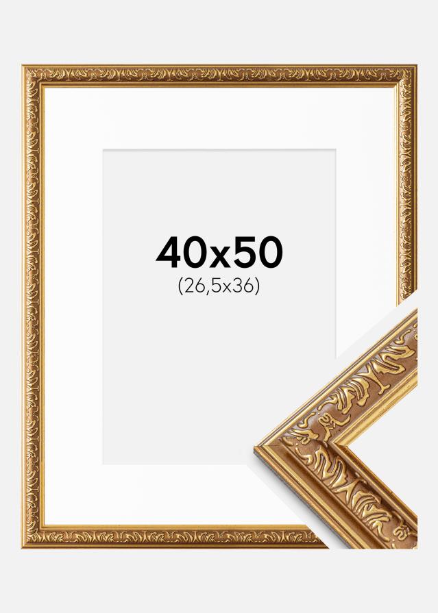 Cadre Swirl Or 40x50 cm - Passe-partout Blanc 27,5x37 cm