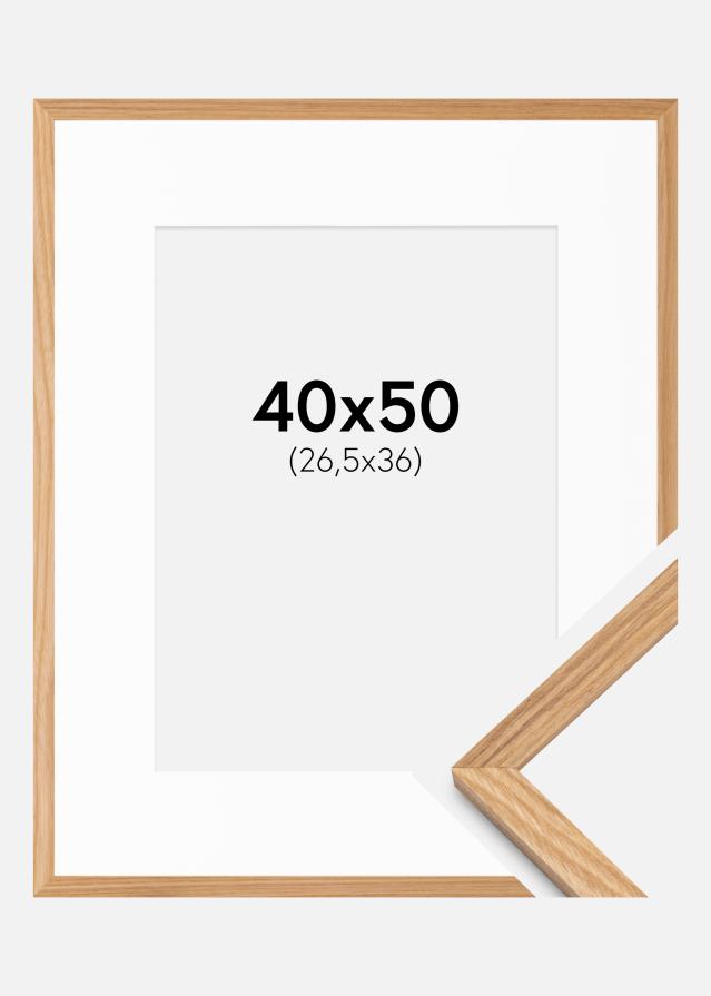 Cadre Chêne Massiv 40x50 cm - Passe-partout Blanc 27,5x37 cm