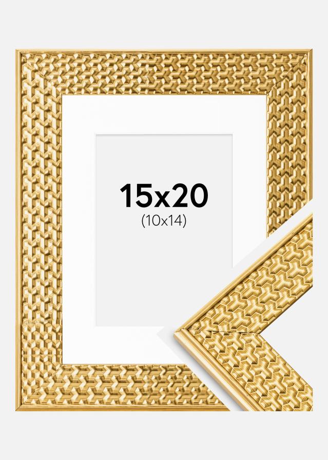 Cadre Grace Or 15x20 cm - Passe-partout Blanc 11x15 cm