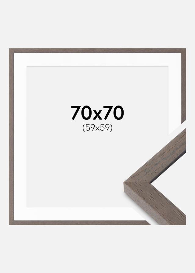 Cadre Hermes Gris 70x70 cm - Passe-partout Blanc 60x60 cm